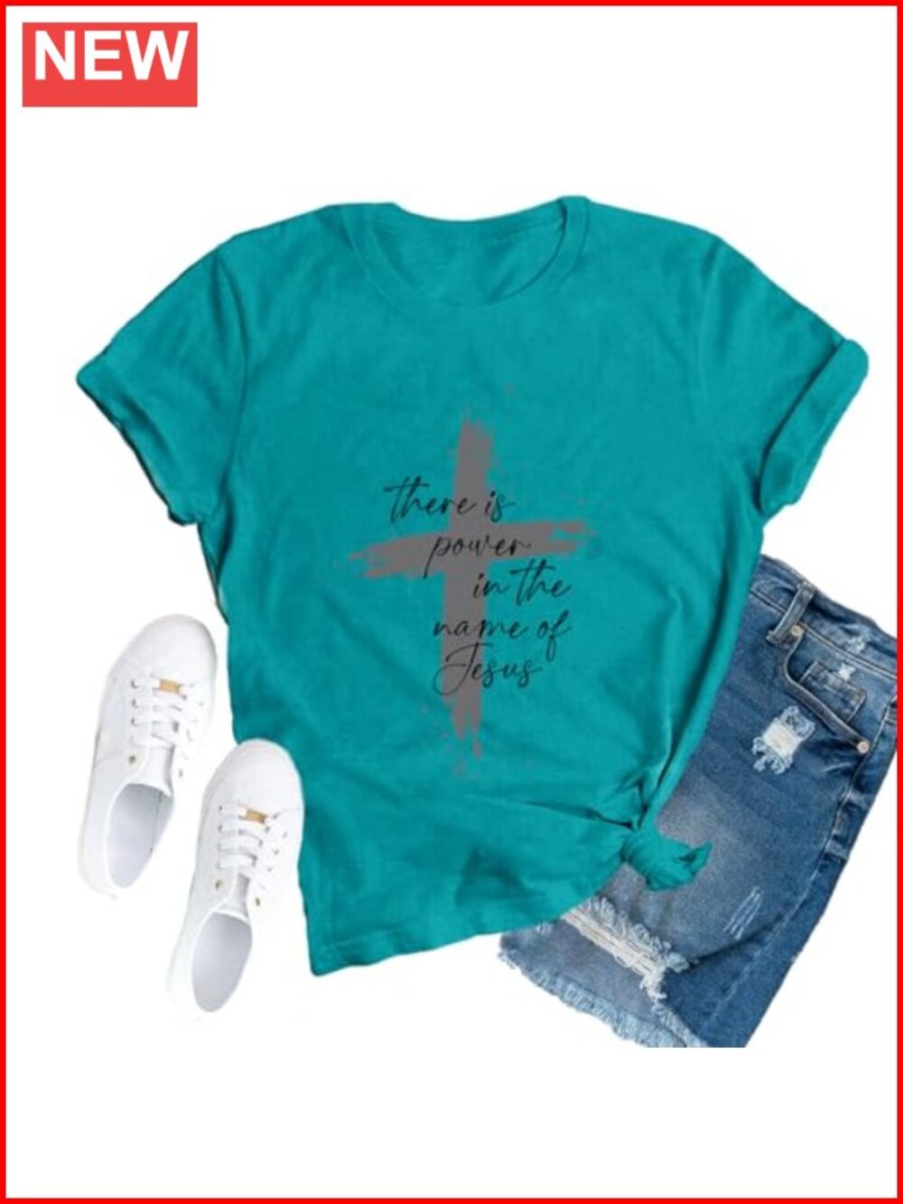 Christian Cross T-Shirt Religious Tee Crew Neck Short Sleeve